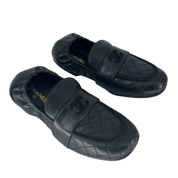 Chanel 2019 Lambskin Quilted Elastic CC Moccasin Loafers - Picture 7 of 16